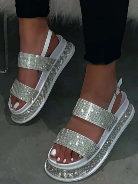 Casual Sequined White Platform Shoes