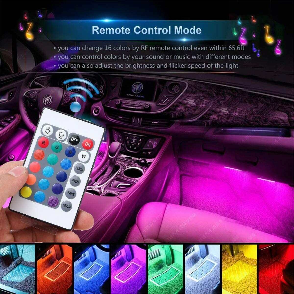 Car Interior Lights Neon Atmosphere RGB LED Strip Bar Car Decor Lighting Lamp