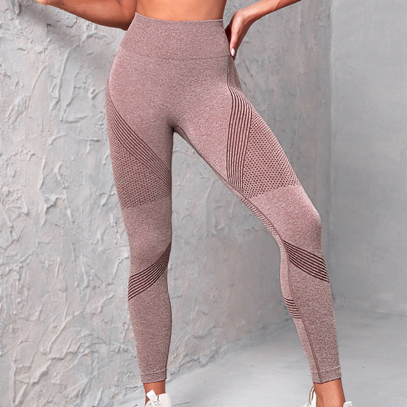Seamless Contour Leggings: Women's Performance High-Rise Yoga Pants with Printed Dot and Striped Designs, Perfect for Fitness, Running, and Gym Workouts.