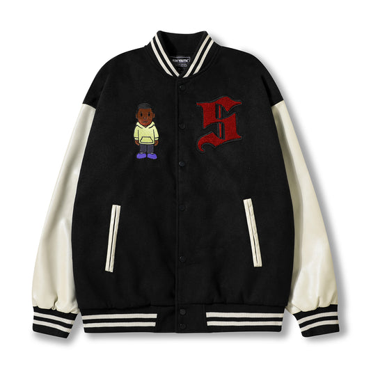 Casual Patchwork Embroidered Varsity Jacket