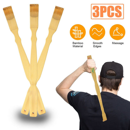 3 PCS Natural Bamboo Back Scratcher Long Reach Pick Itch Relief