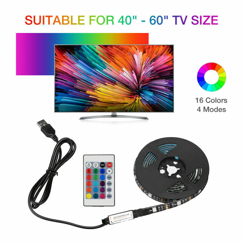 USB 5V RGB LED Strip Background Light Remote Kit