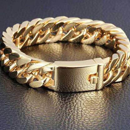 Curb Chain Bracelet 14k Gold Plated Luxury Designer Stainless Steel Bracelet
