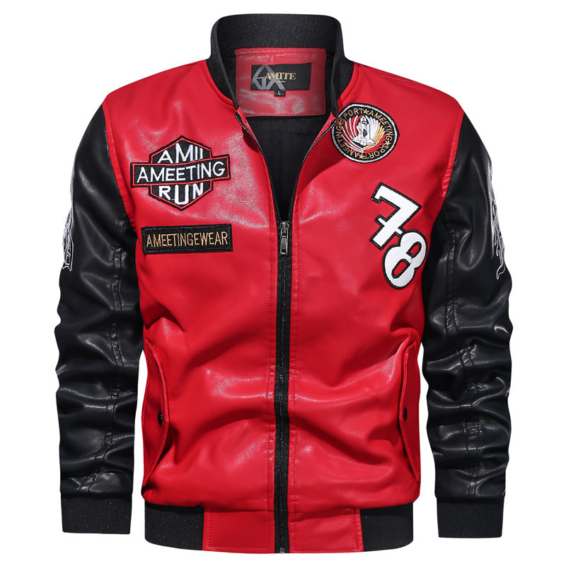 Asphalt Ace: Fashion-Forward Men's Leather Motorcycle Jacket for Urban Explorers
