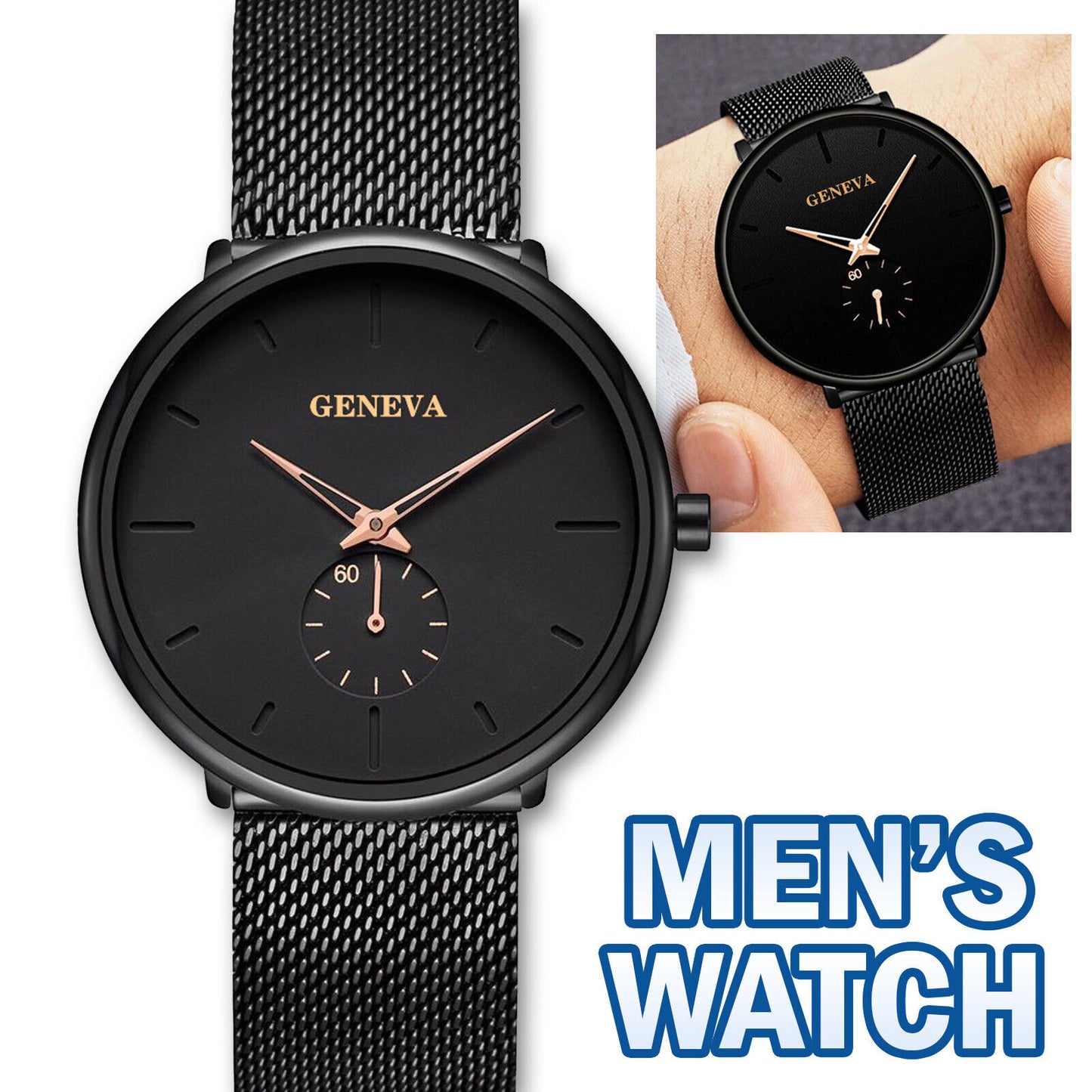 Luxury Men's Quartz Watch Business Stainless Steel Analog Ultra Thin