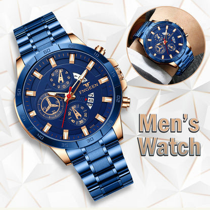 Men's Japanese Stainless Steel Quartz Classic Business Wristwatch
