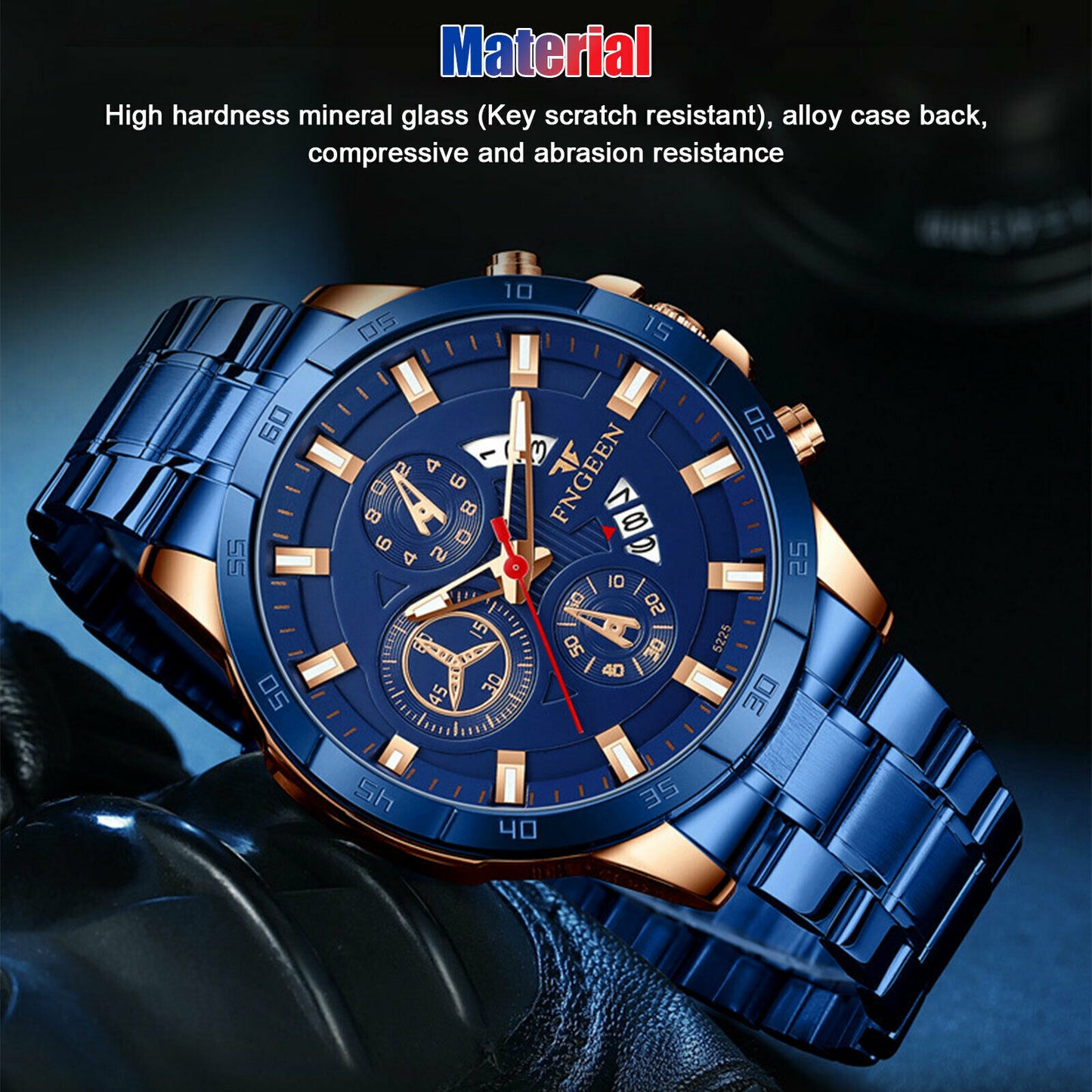 Men's Japanese Stainless Steel Quartz Classic Business Wristwatch