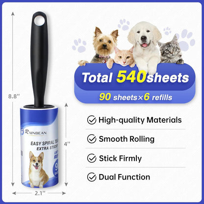 Extra Sticky Lint Roller 540 Sheets 6 Refills
