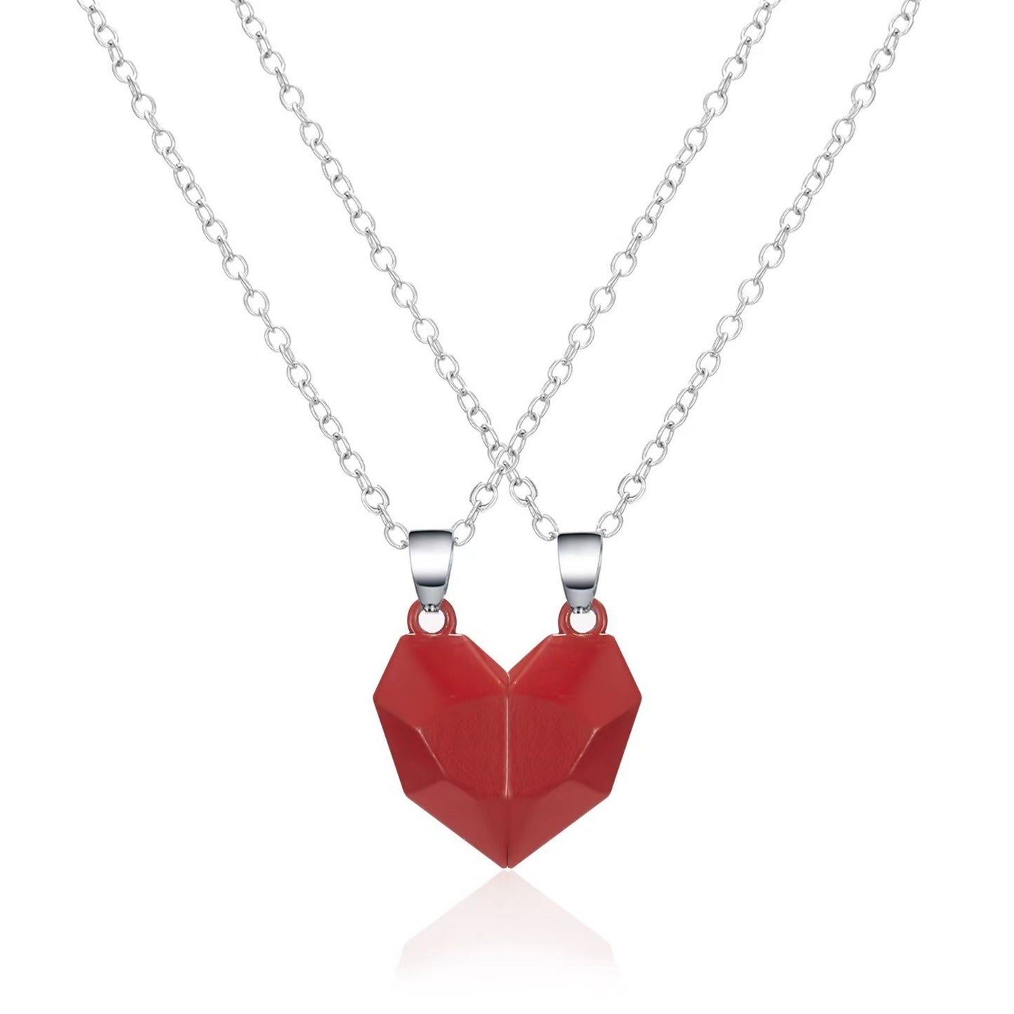 Love Magnet Couple Necklace Heart Pendant 2pc Set