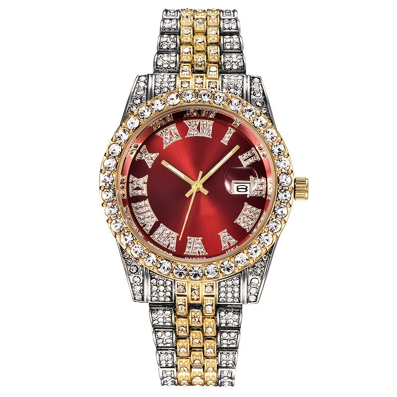 Iced Out Quartz Women's Steel Band Watch