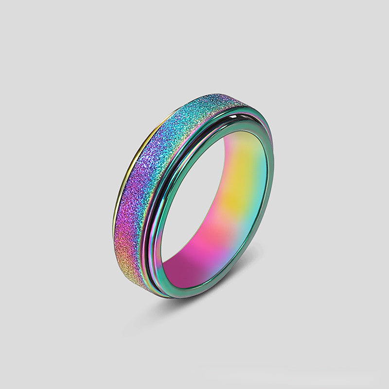Anxiety Relief Stainless Steel Glitter Fidget Ring