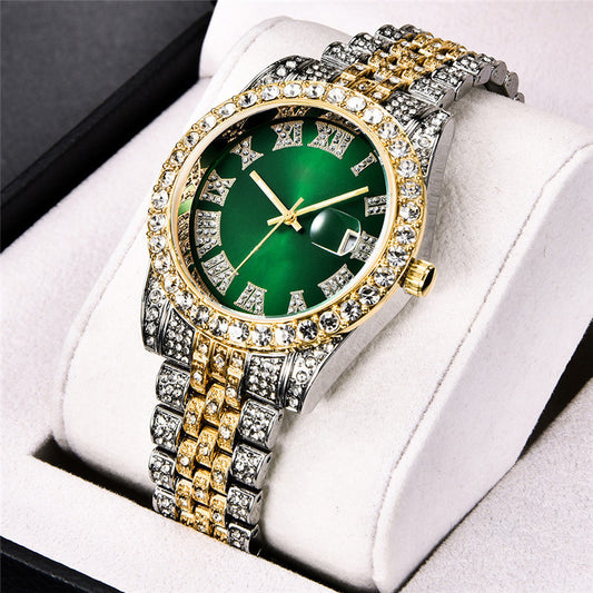 Iced Out Quartz Women's Steel Band Watch
