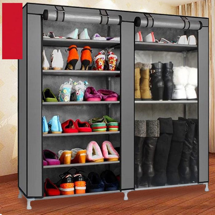 Double Rows Home Shoe Rack Shelf Storage Closet Organizer Cabinet Portable Cover