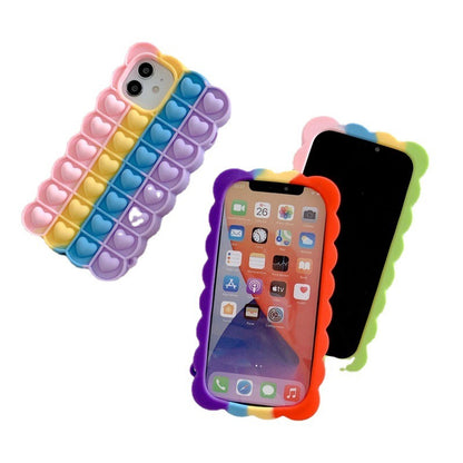 Fidget Case Compatible with iPhone - Silicone, Fun, Slim, Matte, Sensory Push Pop Bubbles, Anxiety & Stress Relief, Fingerprint Resistant, Anti-Scratch, Shockproof
